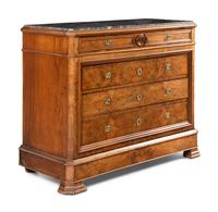 A Louis Philippe Walnut Marble-Top Commode