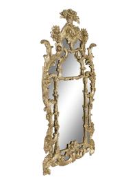 A Pair of Large Ralph Lauren Louis XV Style Silvered Parclose Overmantel Mirrors