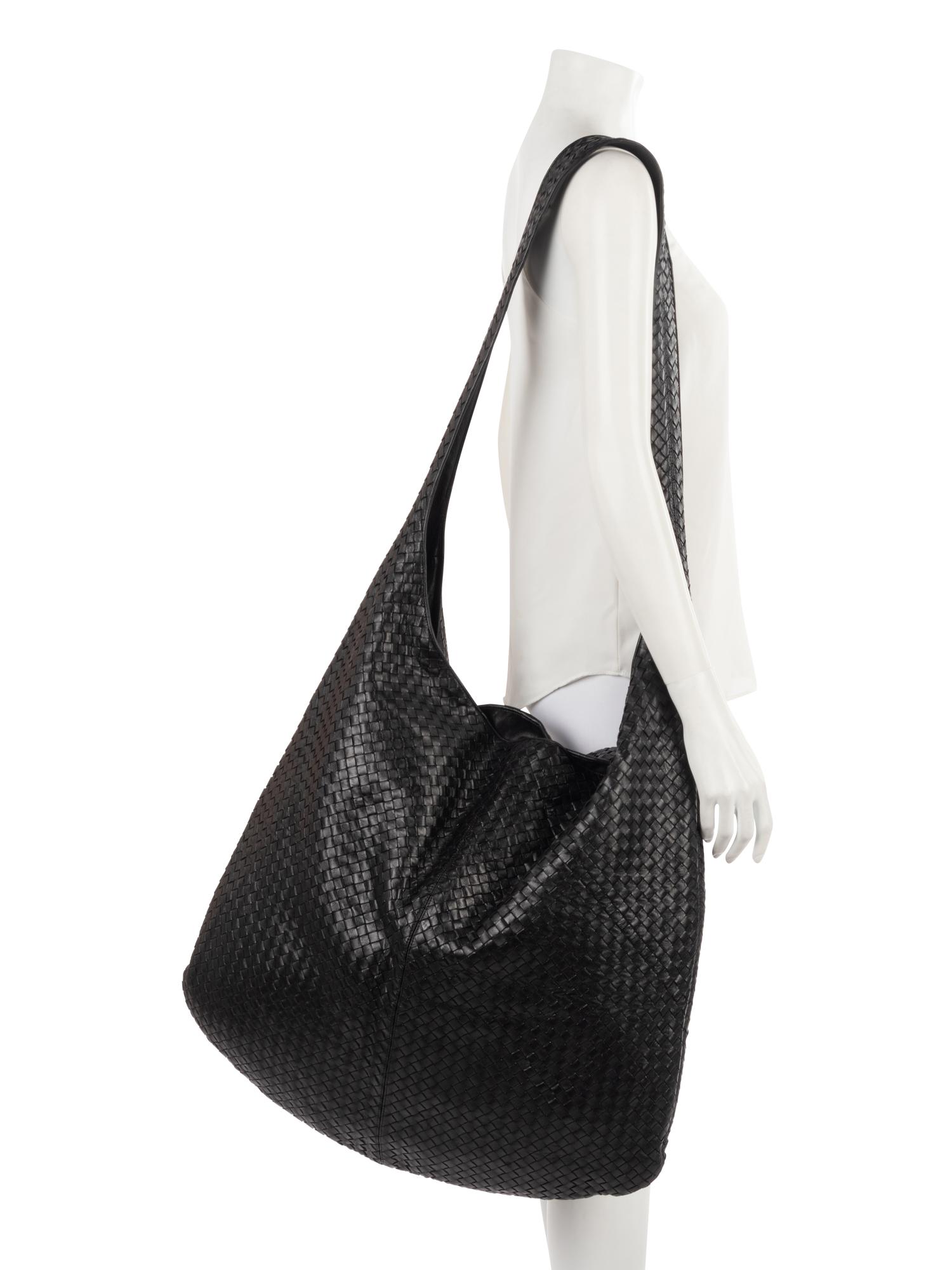 Bottega Veneta Black Intrecciato Shoulder Bag, c.2000