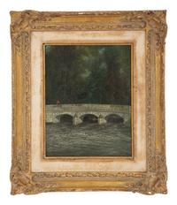 Le petit pont d'Aveny (Eure) avec Fanny en rouge, 1951