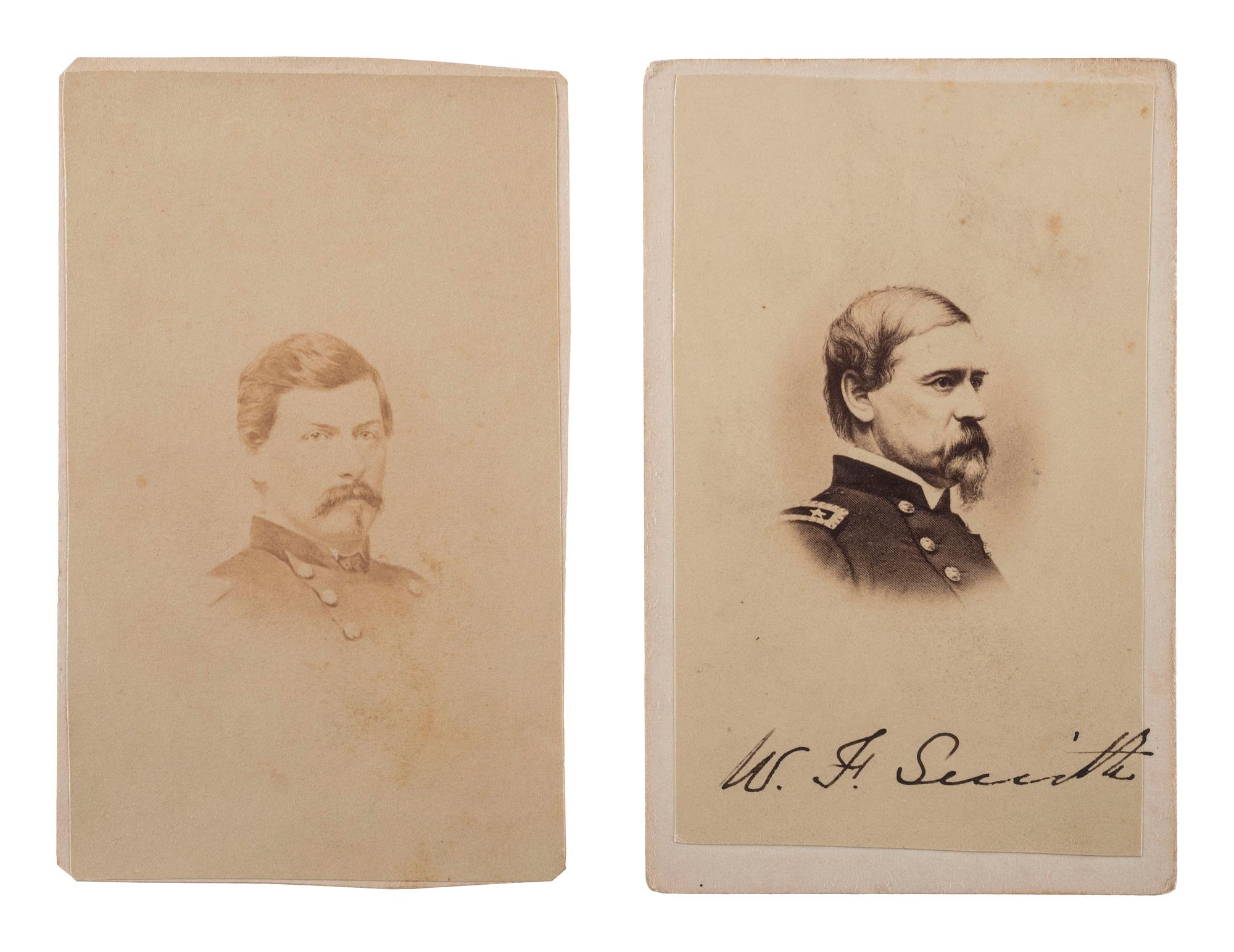 [CIVIL WAR]. A group of Civil War signatures highlighted by a signed CDV of Union General William F. Smith.
