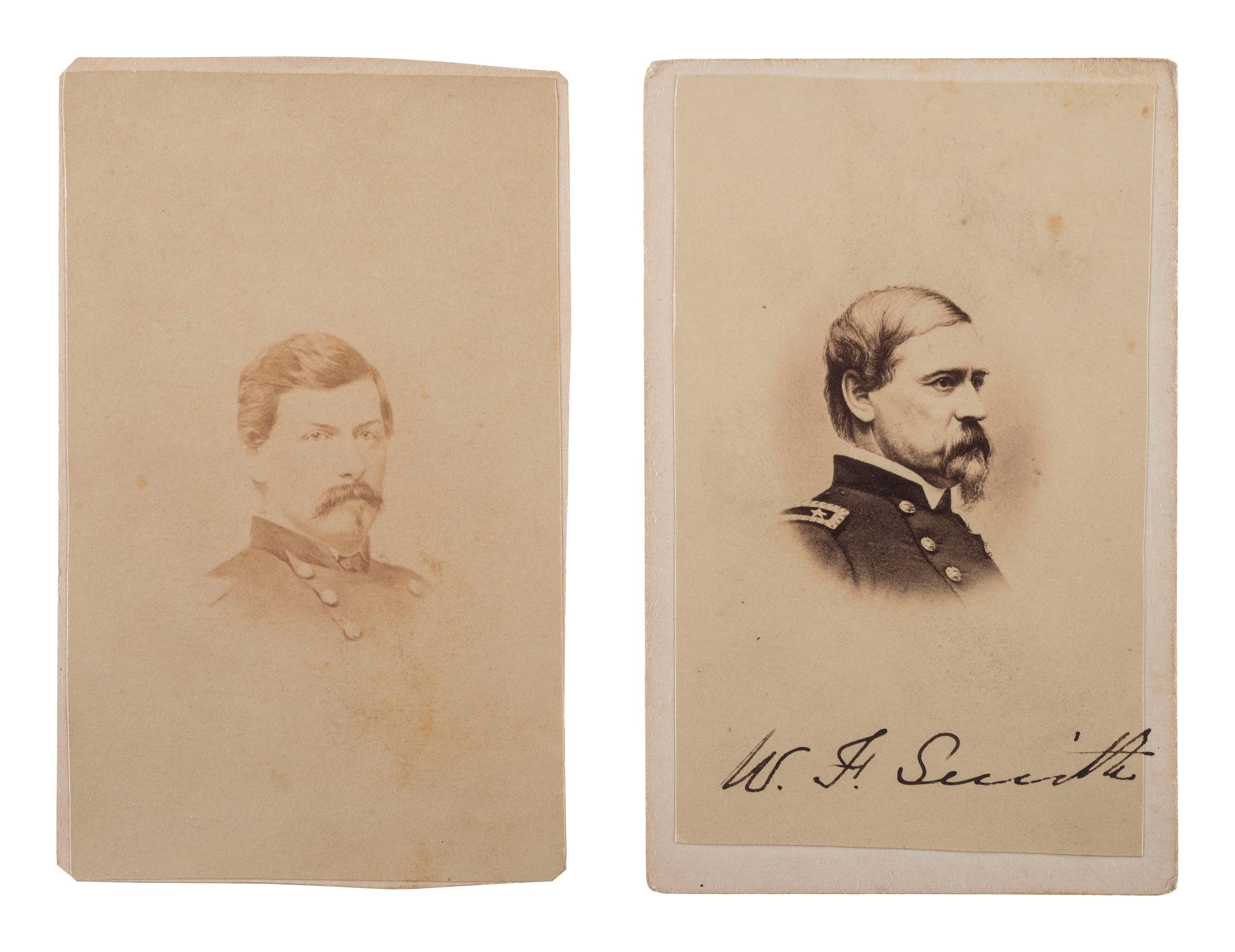 [CIVIL WAR]. A group of Civil War signatures highlighted by a signed CDV of Union General William F. Smith.