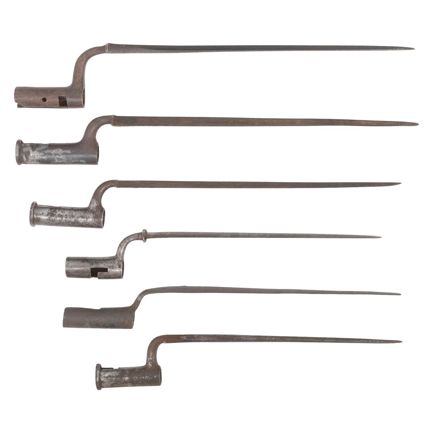 Group of 6 Early Socket Bayonets, Mostly English