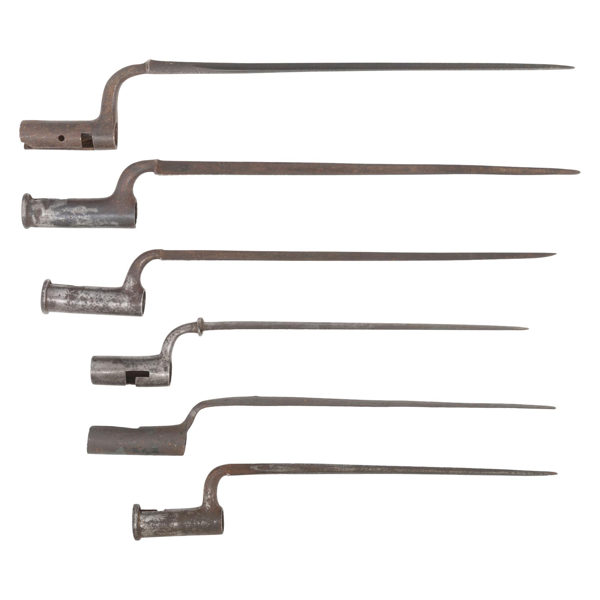 Group of 6 Early Socket Bayonets, Mostly English