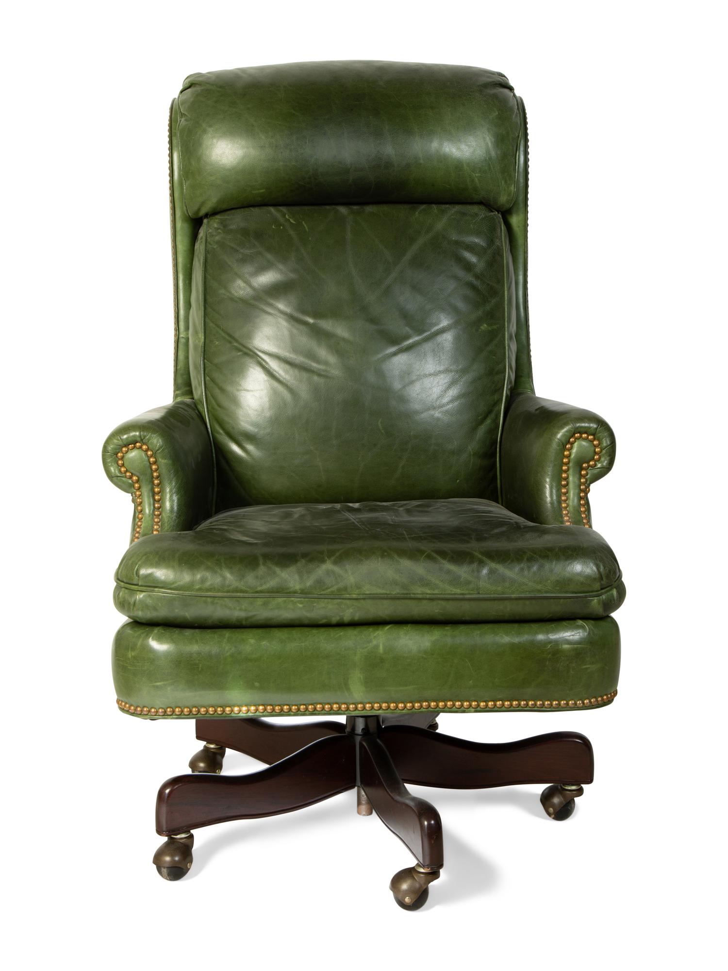 A Green Leather Office Chair — HANCOCK AND MOORE, 20TH CENTURY