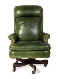 A Green Leather Office Chair — HANCOCK AND MOORE, 20TH CENTURY