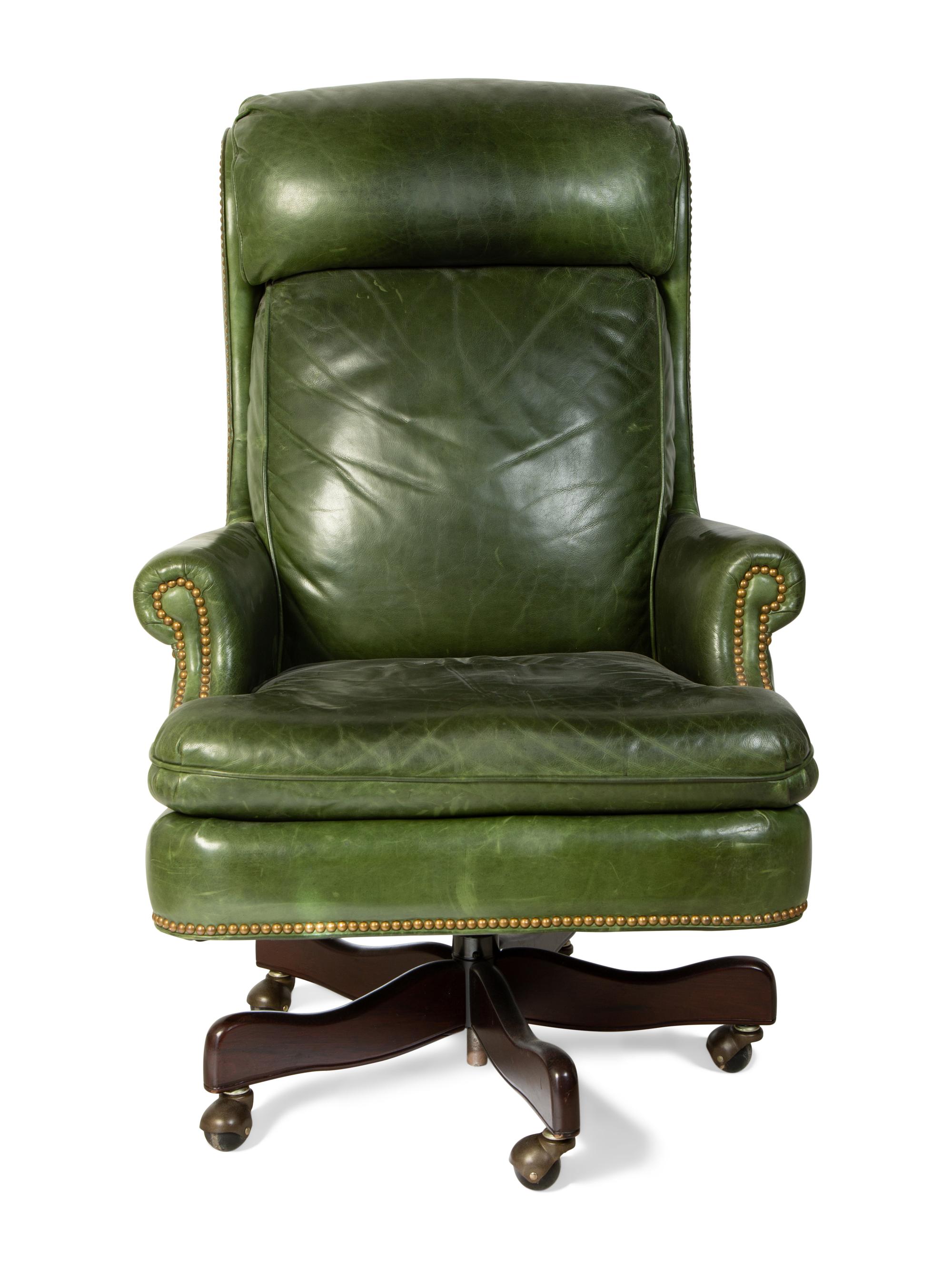 A Green Leather Office Chair — HANCOCK AND MOORE, 20TH CENTURY