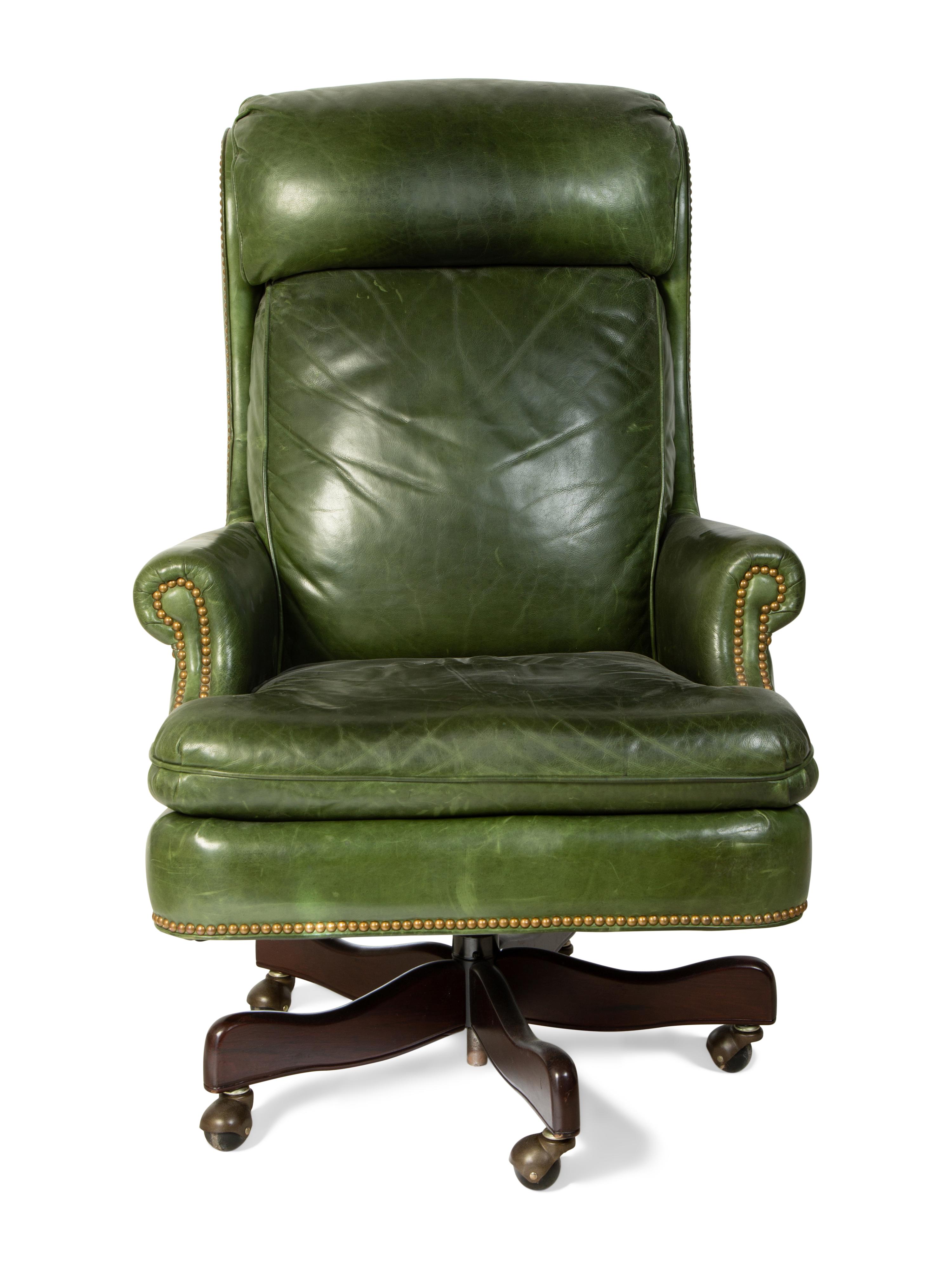 A Green Leather Office Chair — HANCOCK AND MOORE, 20TH CENTURY