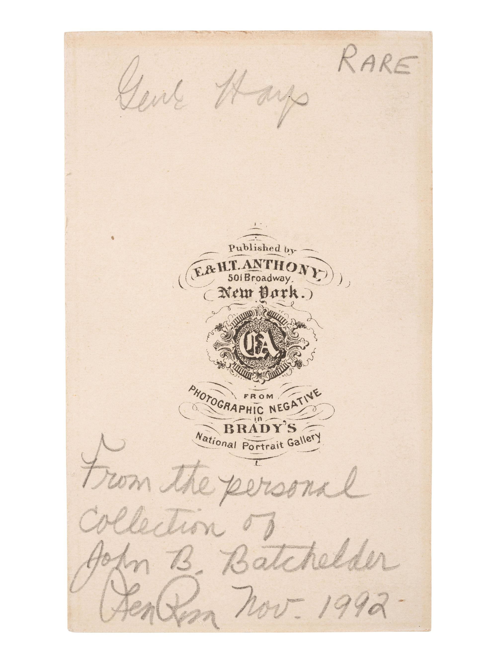 [CIVIL WAR]. BRADY, Mathew, photographer. CDV of Union General William Hays. New York: E & H.T. Anthony, ca 1860s.