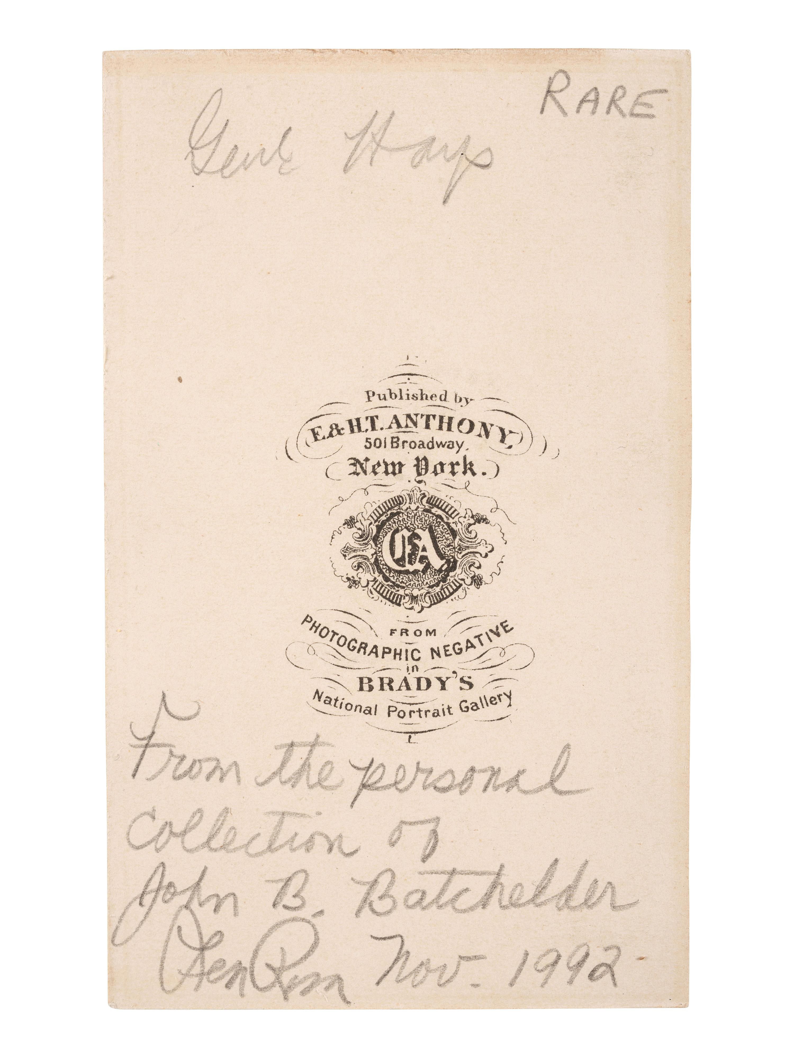 [CIVIL WAR]. BRADY, Mathew, photographer. CDV of Union General William Hays. New York: E & H.T. Anthony, ca 1860s.