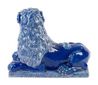 A Luneville Style Blue-Glazed Faience Recumbent Lion