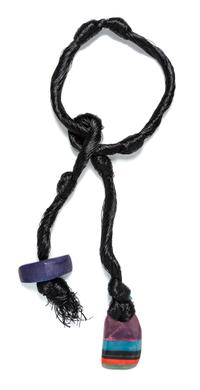 A Black Multistrand Knotted Rope Lariat Necklace,
