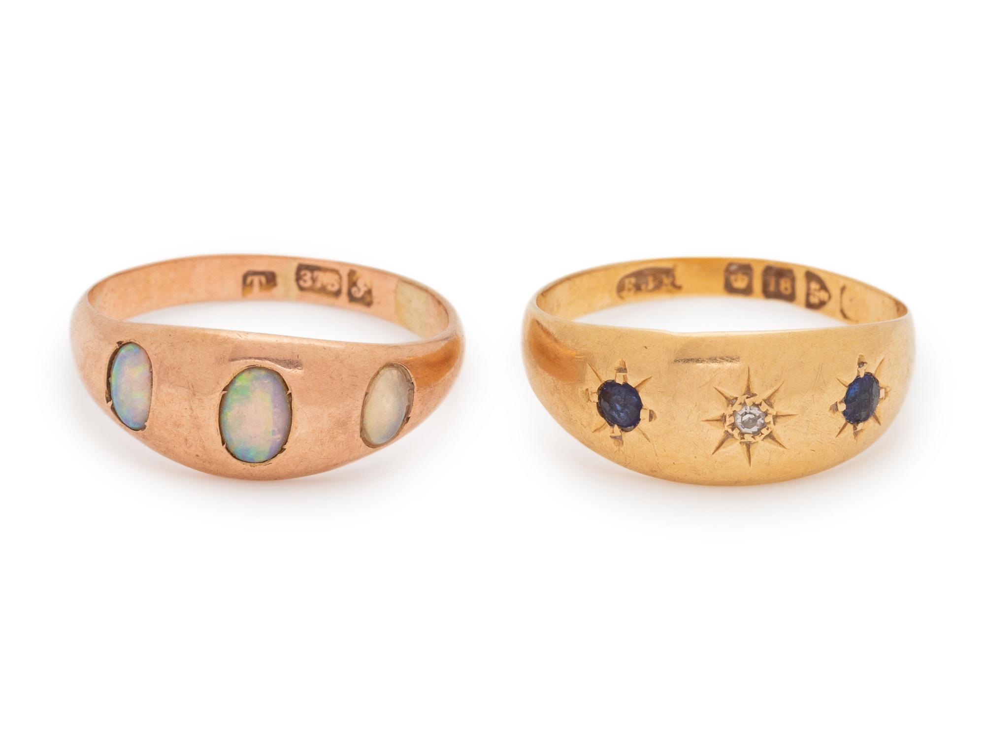 A Collection of Gold and Gemstone Rings, British,