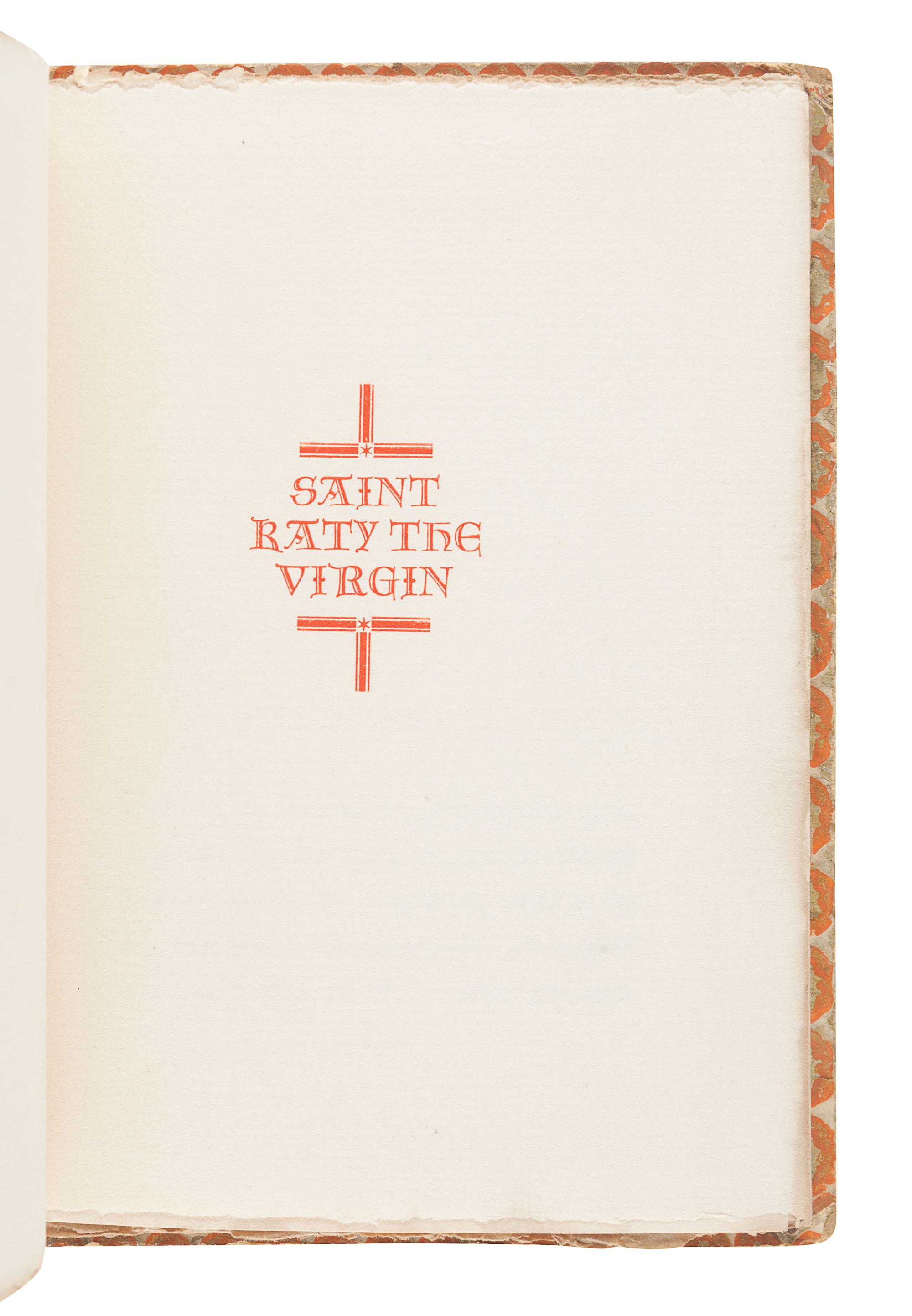 STEINBECK, John (1902-1968). Saint Katy the Virgin. Mount Vernon, New York: The Golden Eagle Press for Covici-Friede, 1936.