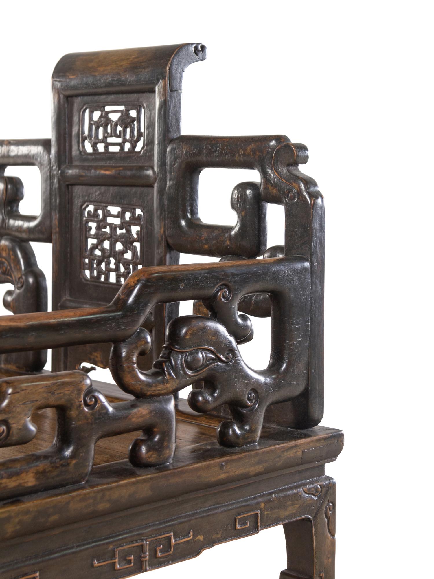 A Hardwood ‘Scroll-End’ Armchair, Taishiyi
