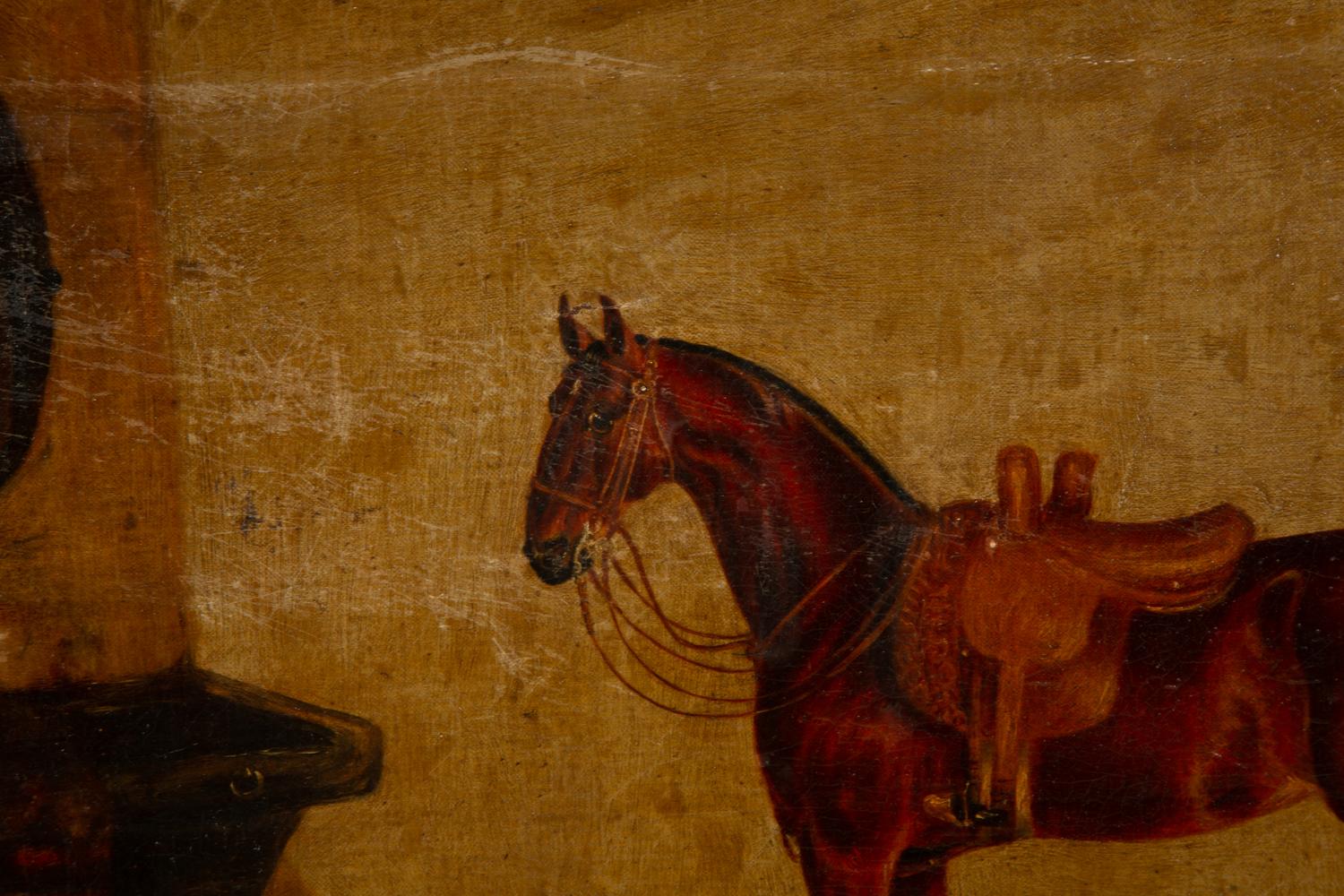 A Saddled Bay Horse in a Stable