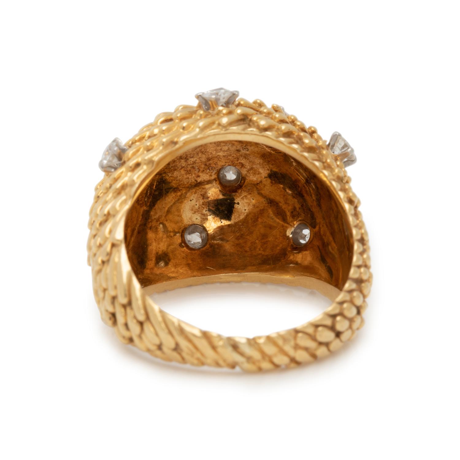 YELLOW GOLD AND DIAMOND BOMBE RING