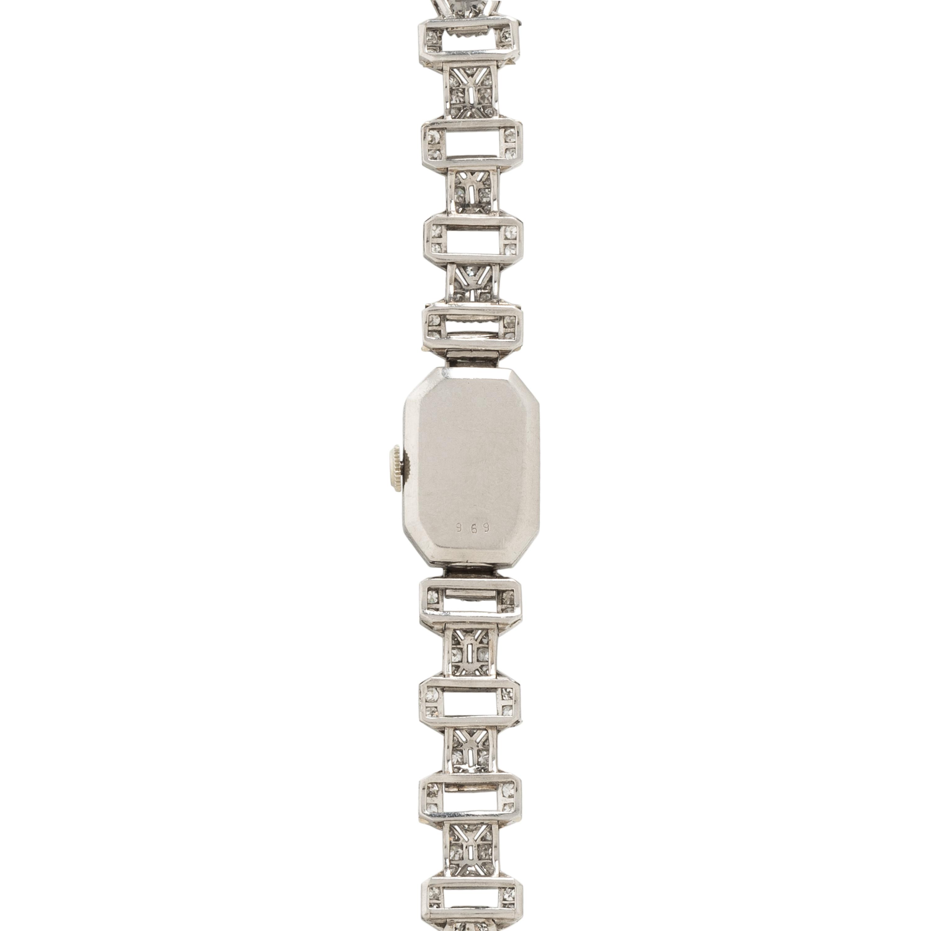 ART DECO, PLATINUM AND DIAMOND WATCH