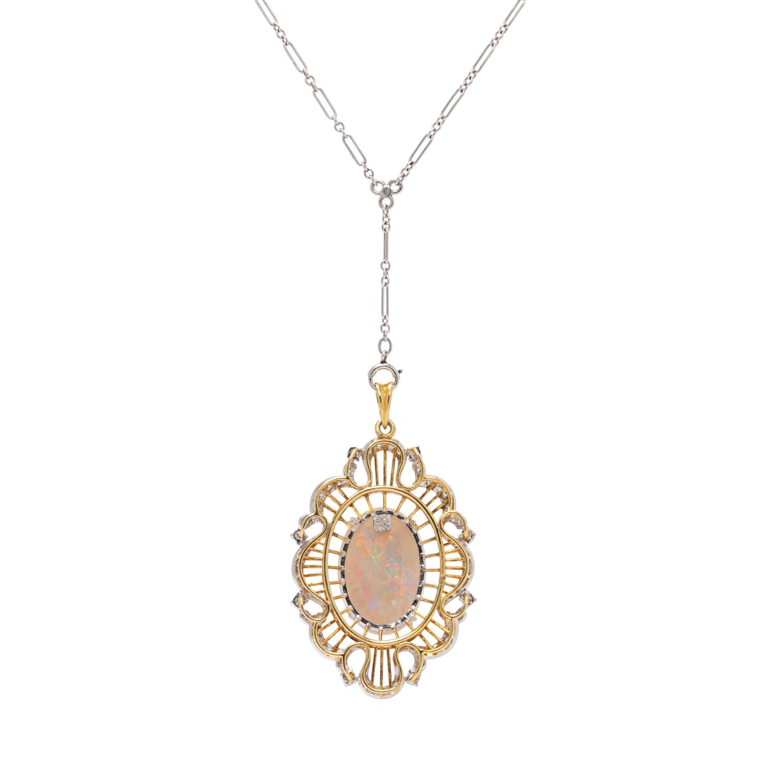 OPAL AND DIAMOND PENDANT/NECKLACE