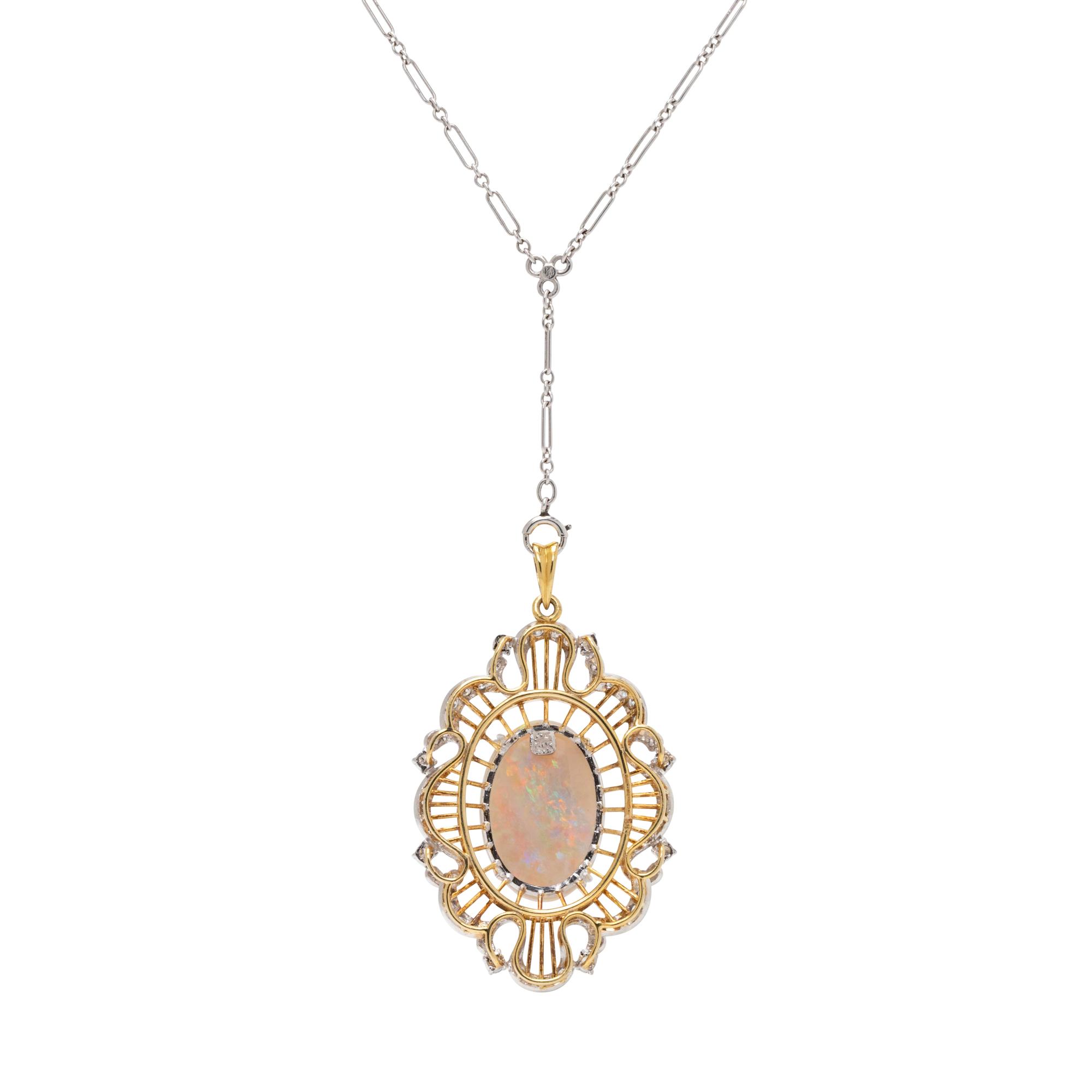 OPAL AND DIAMOND PENDANT/NECKLACE
