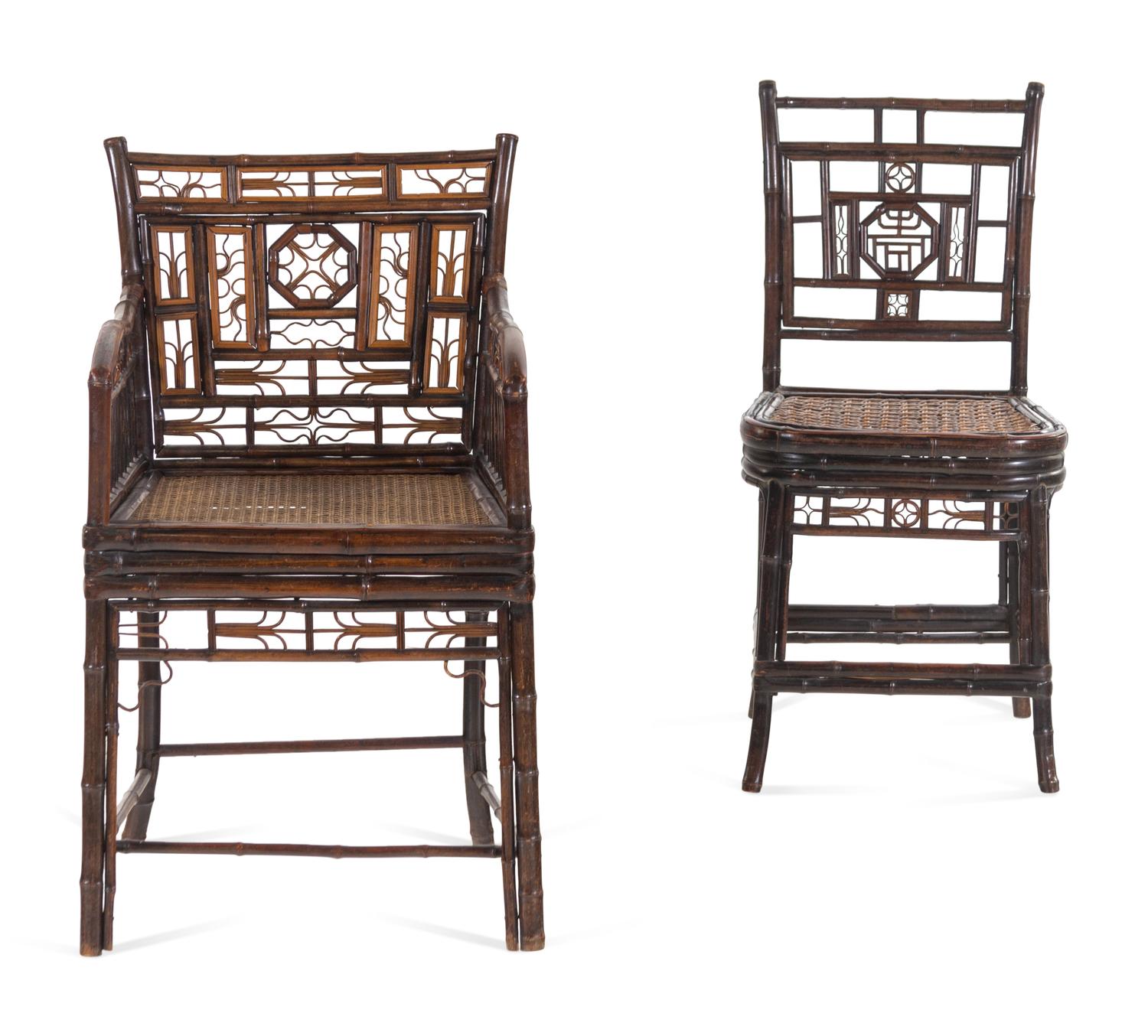 Two Chinese Export Bamboo and Cane Chairs