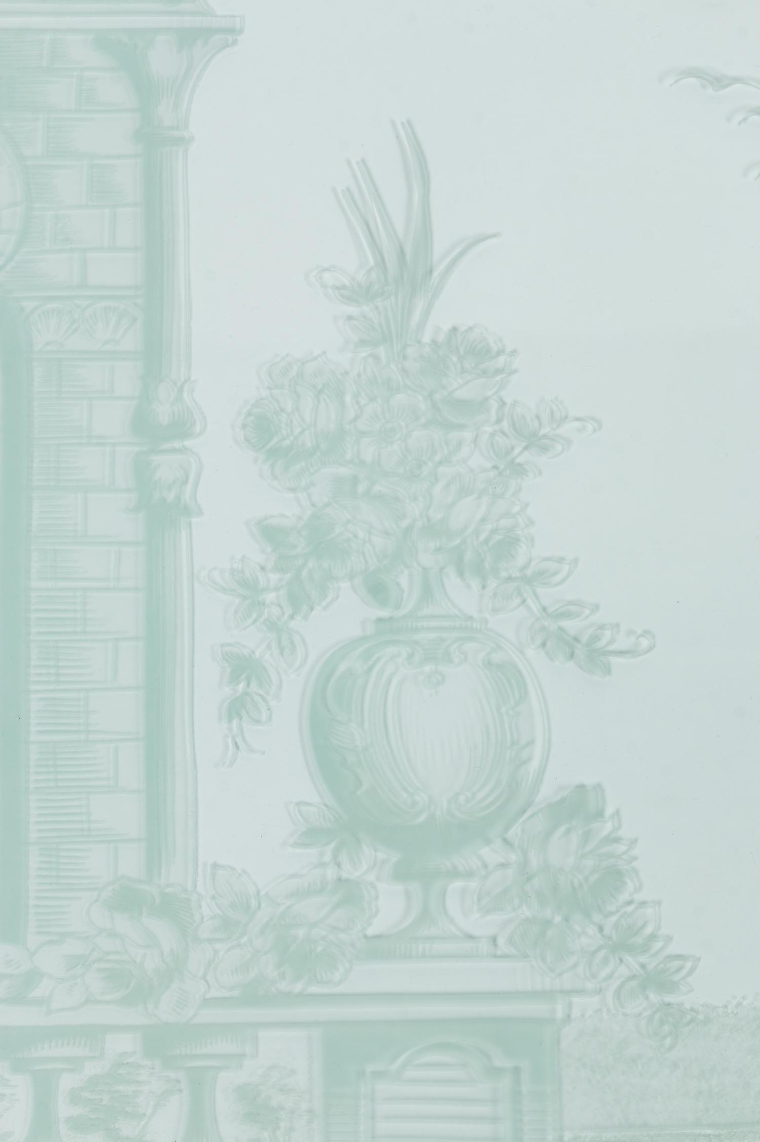 A Pair of Art Nouveau Style Etched Glass Windows