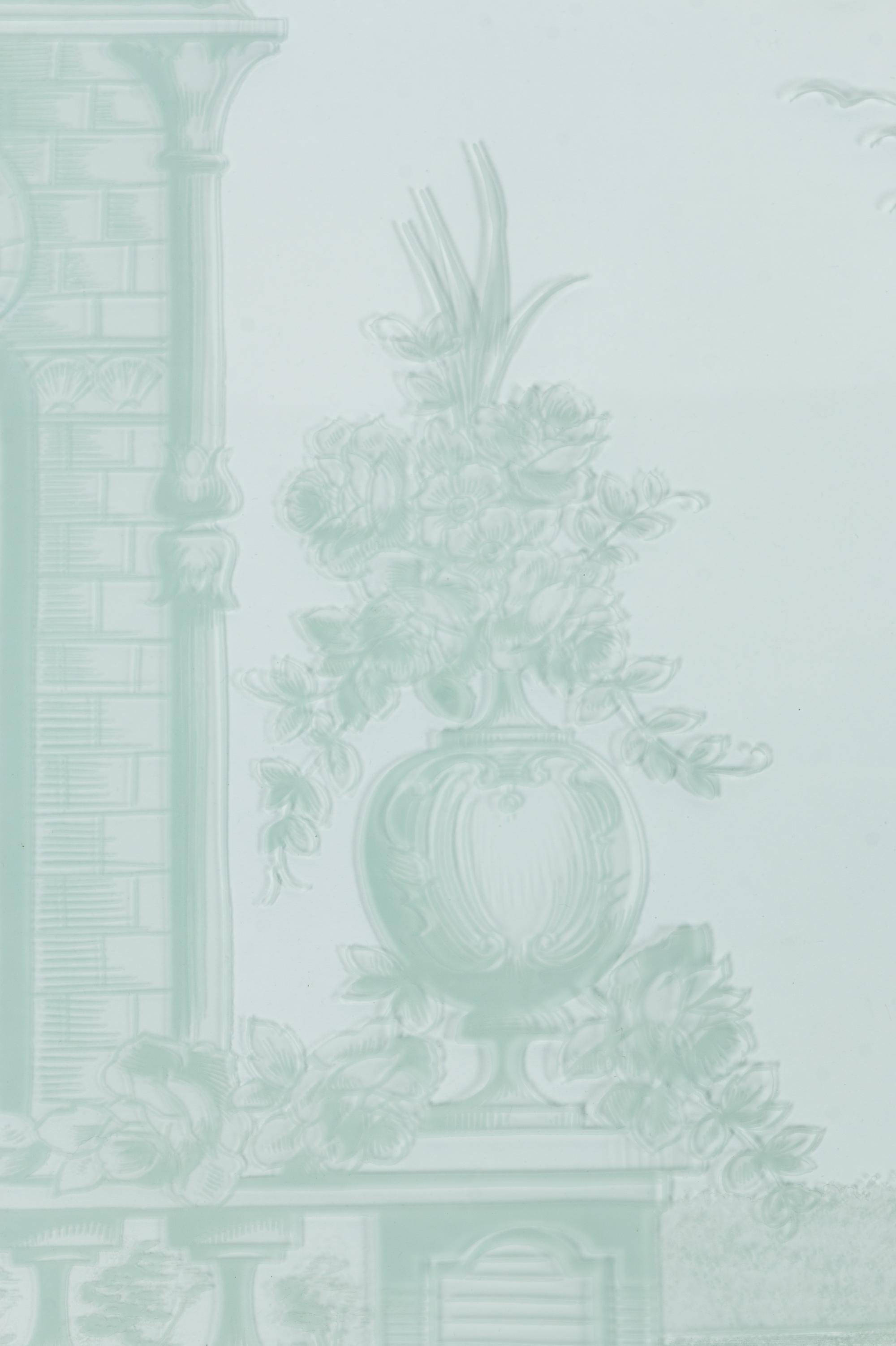 A Pair of Art Nouveau Style Etched Glass Windows