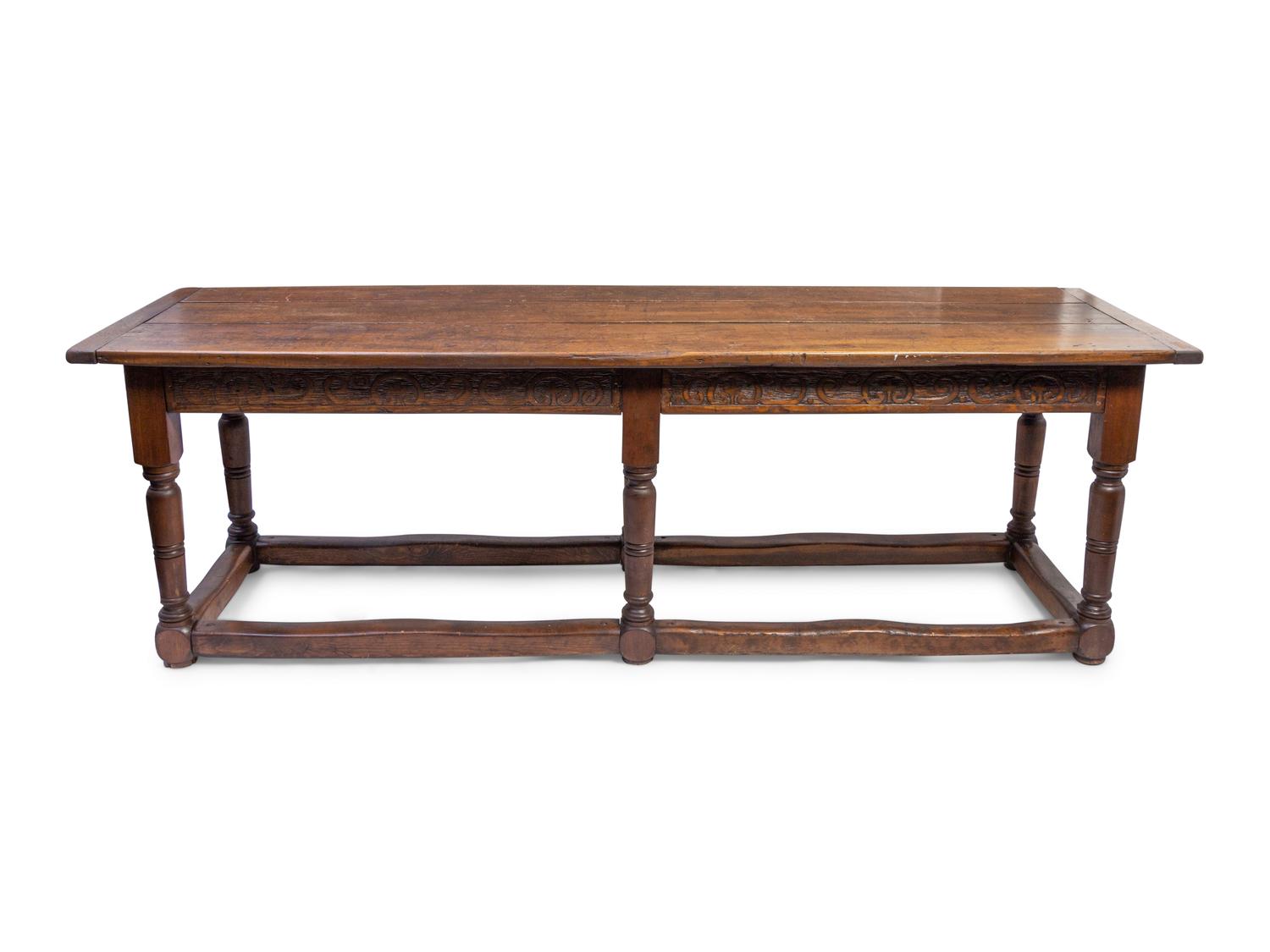 A Continental Walnut Refectory Table
