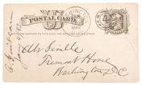 [GARFIELD, James A. (1831-1881)]. GUITEAU, Charles (1841-1882). Autograph postcard signed ("CG") to his attorney, George Scoville. [Washington, DC], 4 January 1882, 4 pm. Toned, light creasing.