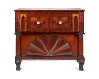 A Classical Carved, Inlaid and Veneered Mahogany Secretary Base