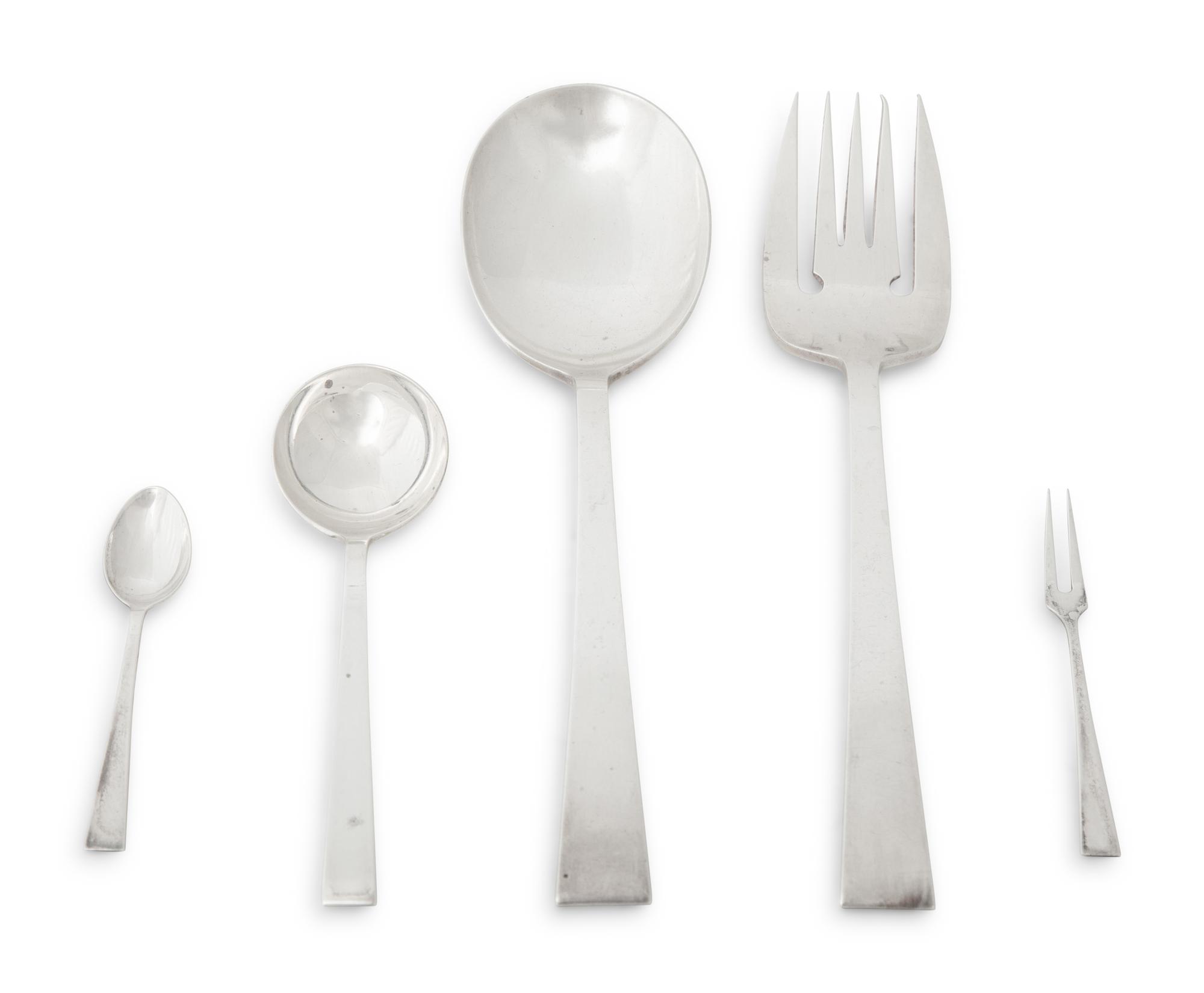 A Group of Japanese Silver Flatware — Mid-20th Century