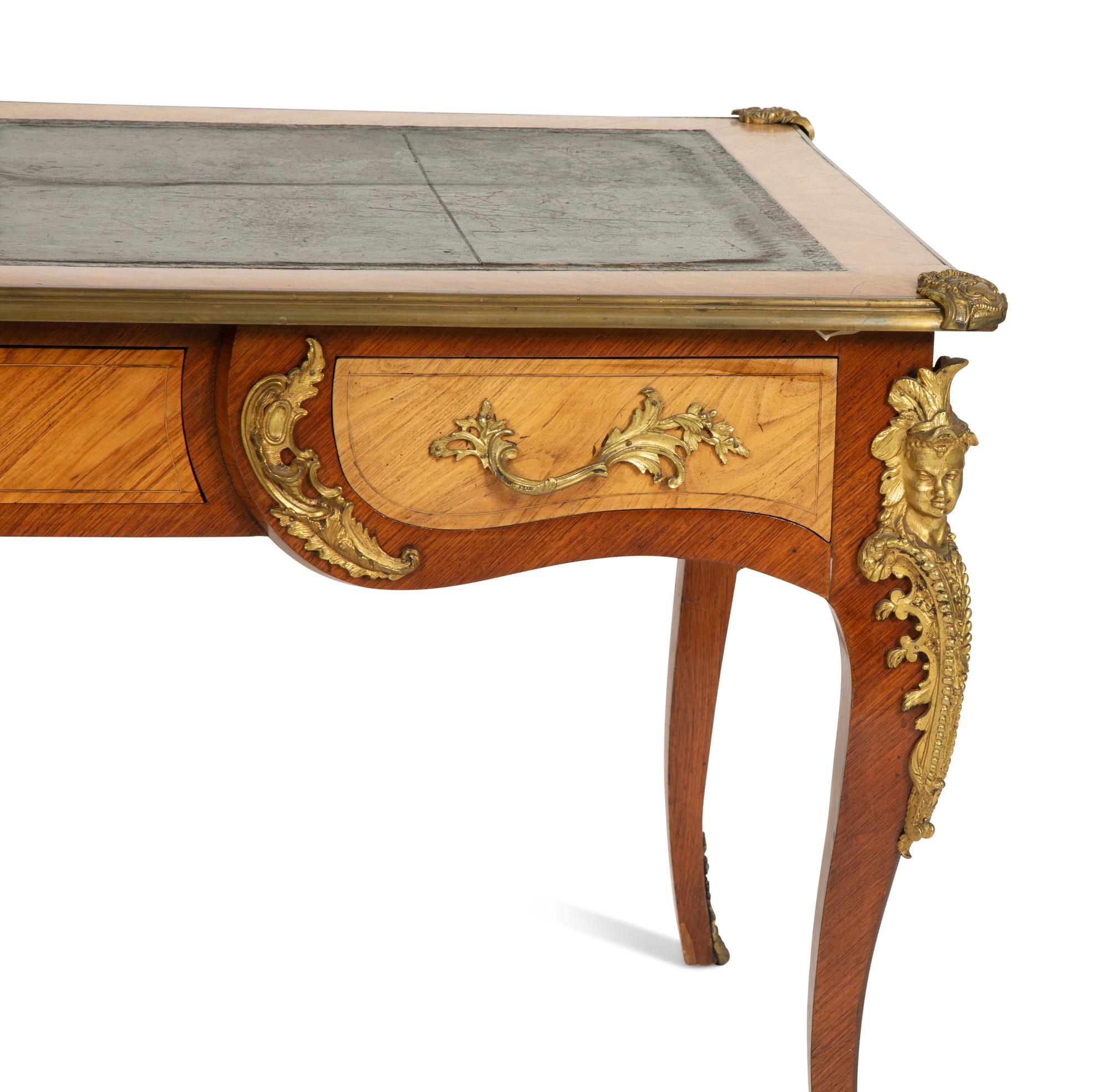 A Louis XV Style Gilt Bronze Mounted Bureau Plat