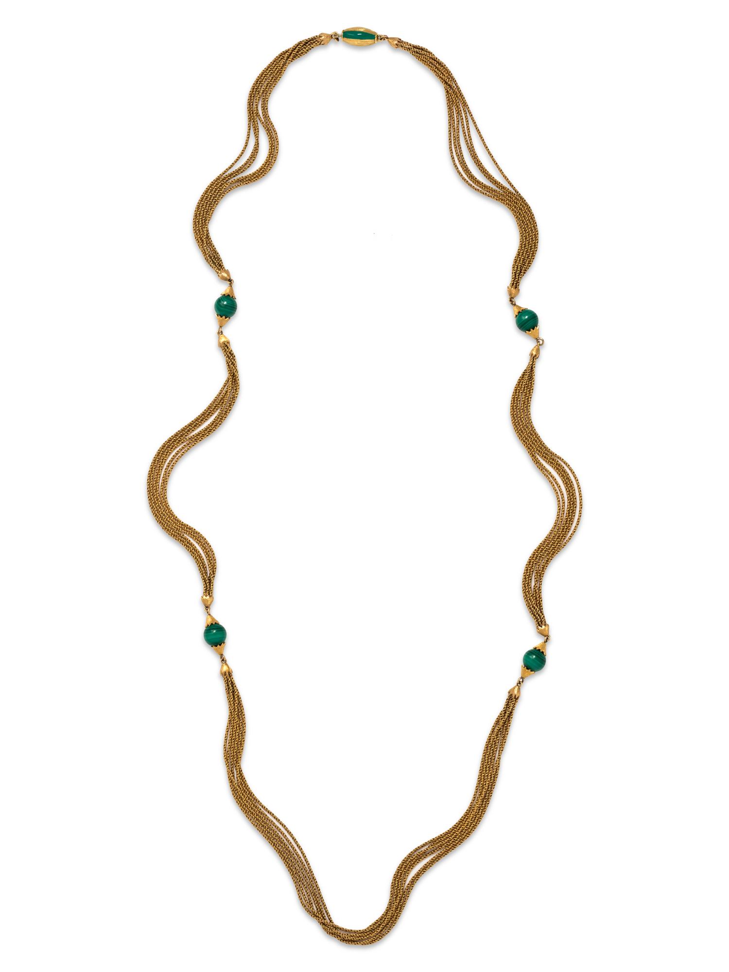 YELLOW GOLD AND MALACHITE NECKLACE