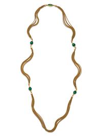YELLOW GOLD AND MALACHITE NECKLACE
