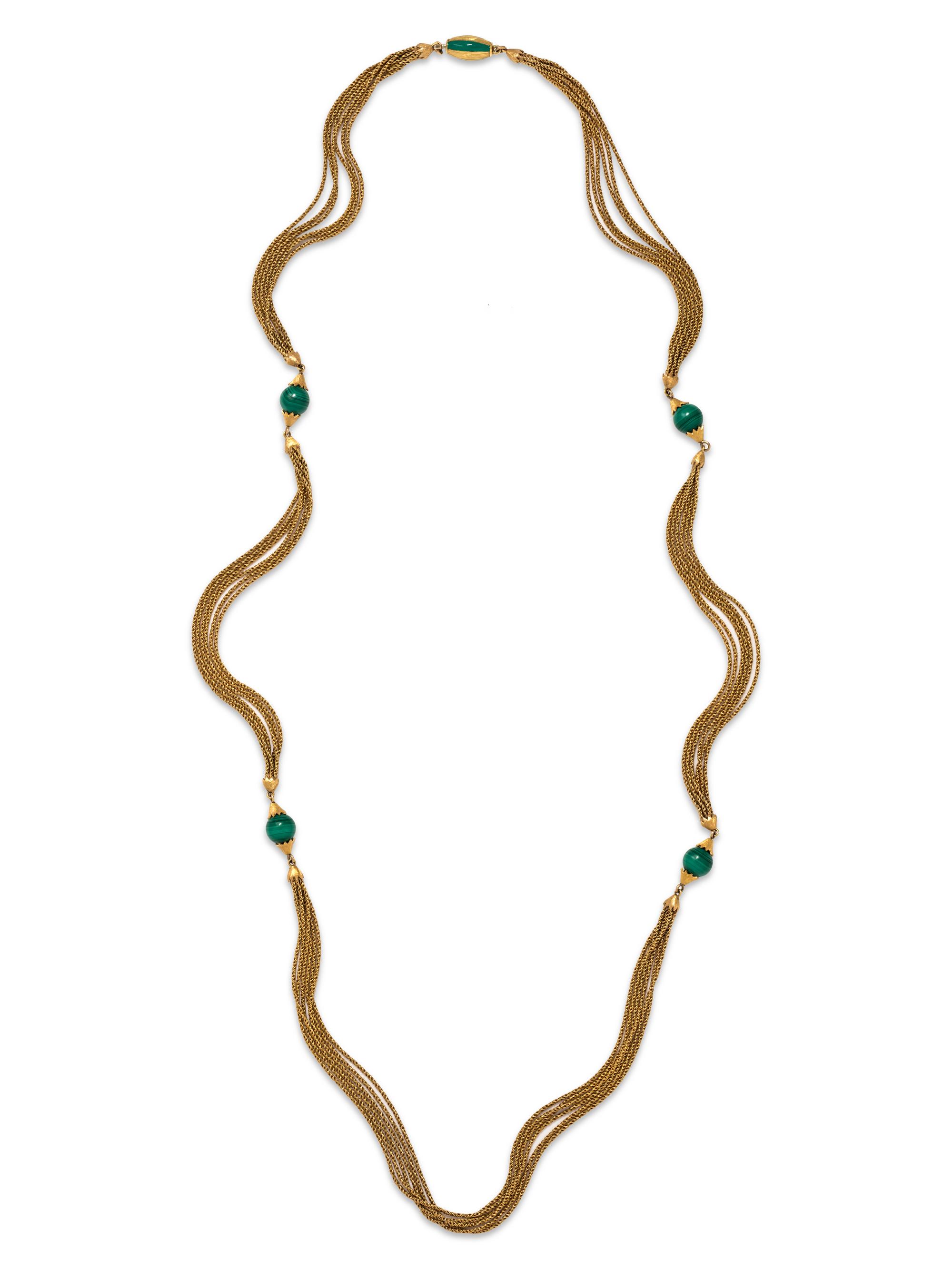 YELLOW GOLD AND MALACHITE NECKLACE