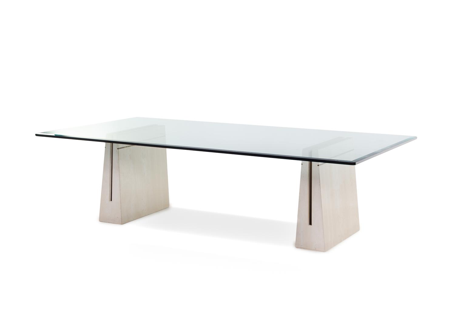 A Glass, Brass, and Marble Dining Table