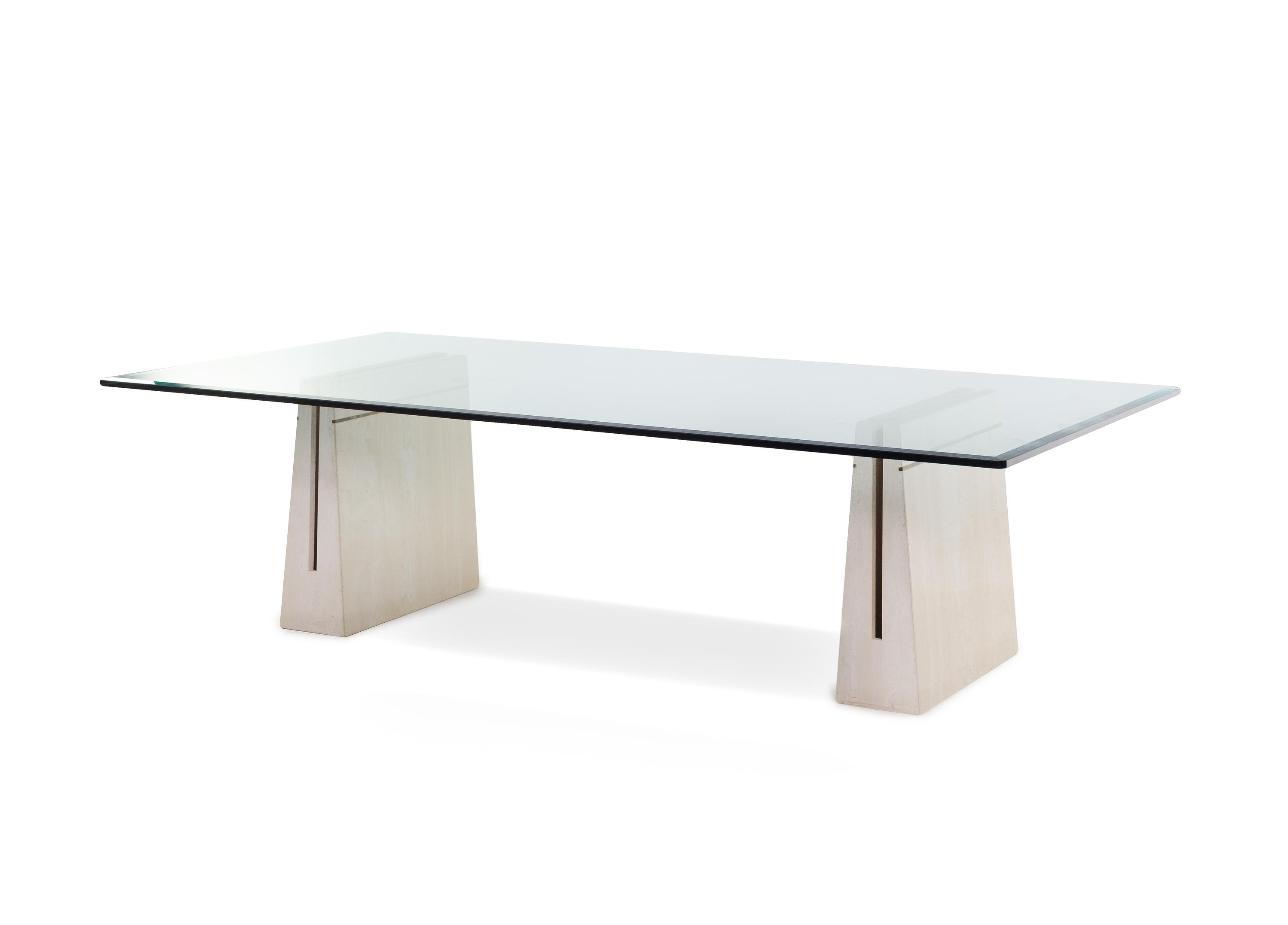 A Glass, Brass, and Marble Dining Table