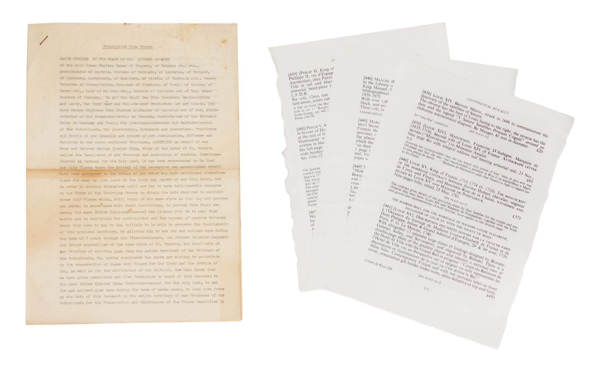 THERESIA, EMPRESS MARIA. Document signed. Vienna, July 31, 1767.