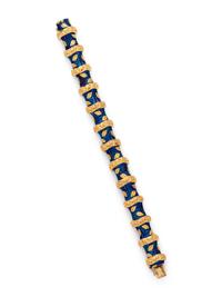 VAN CLEEF & ARPELS, YELLOW GOLD AND ENAMEL BRACELET