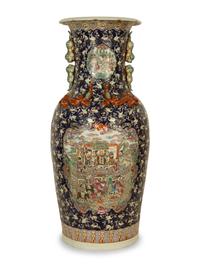 A Pair of Chinese Famille Noir Porcelain Floor Vases