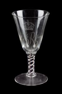An English Blown Glass Coronation Stem Height 8 inches. — Whitefriars, MID 20TH CENTURY