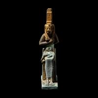 Three Egyptian Faience Isis Fragments and a Djed Pillar