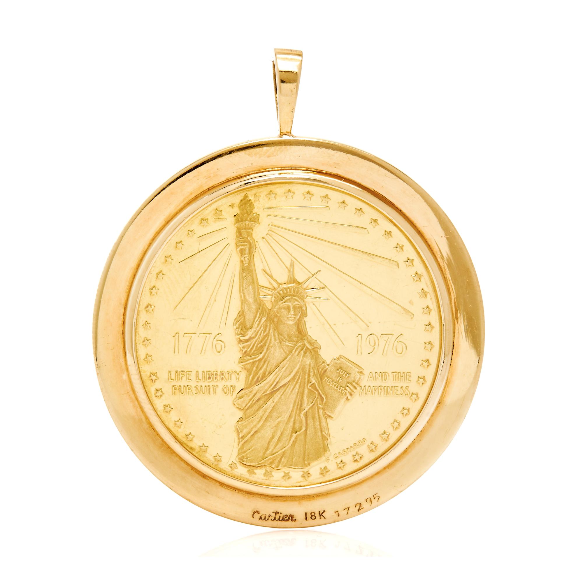 CARTIER, YELLOW GOLD U.S. BICENTENNIAL MEDAL PENDANT