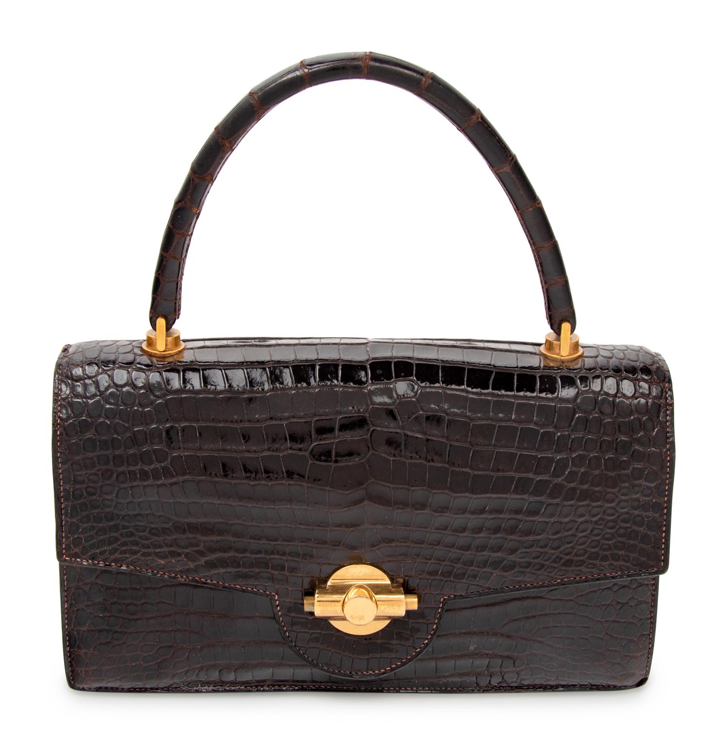 Hermès Chocolate Brown Crocodile Sac Torpedo Handbag,