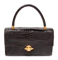 Hermès Chocolate Brown Crocodile Sac Torpedo Handbag,