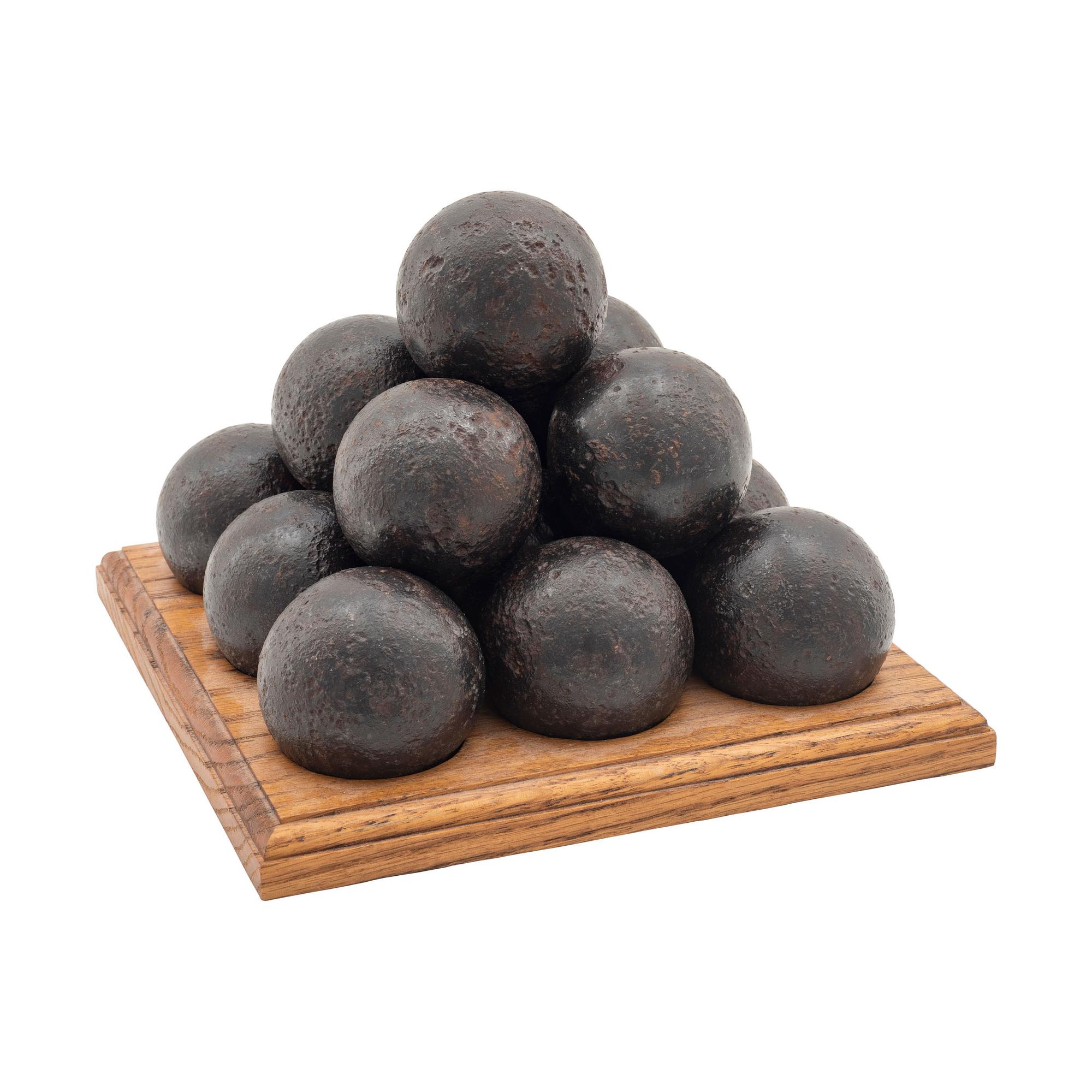 Stacked Display of 14 2.4" Excavated Iron Round Balls, Possibly from a Stand of Grape