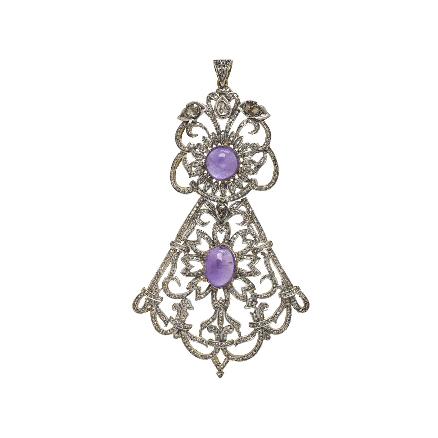 AMETHYST AND DIAMOND PENDANT