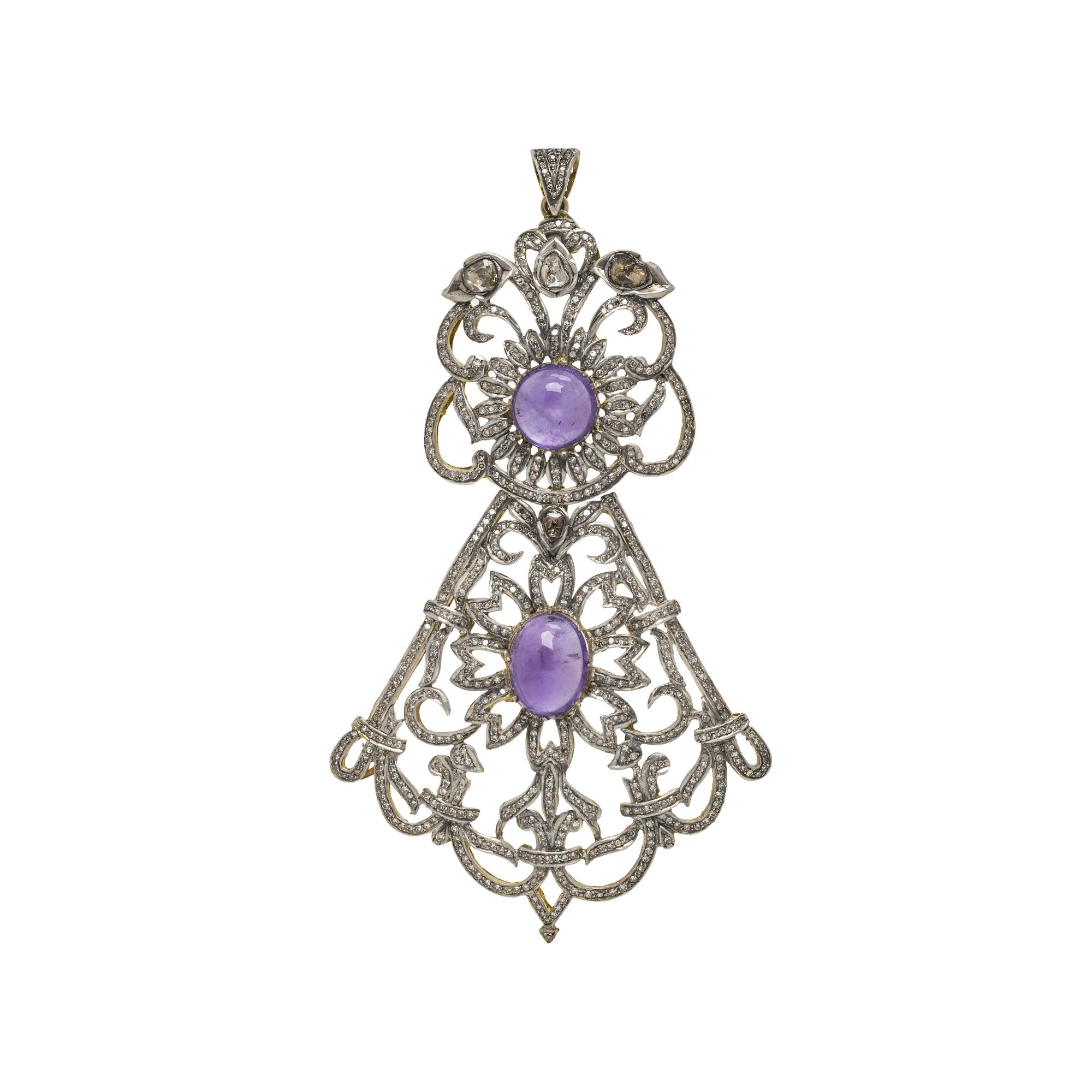 AMETHYST AND DIAMOND PENDANT