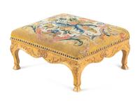 A Régence Needlepoint-Upholstered Giltwood Stool