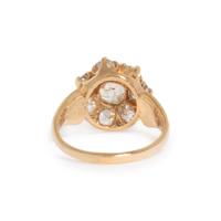 ANTIQUE, DIAMOND AND YELLOW GOLD CLUSTER RING